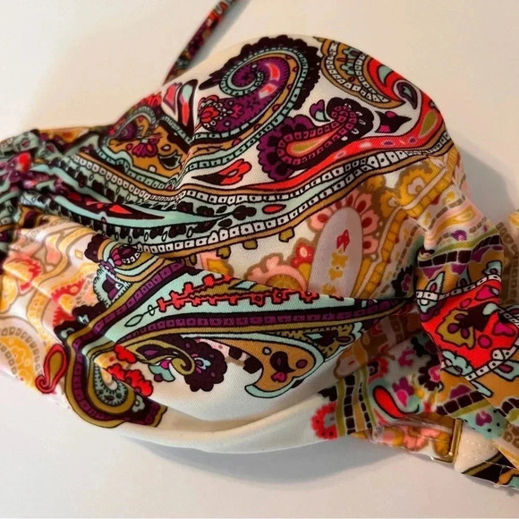 Victoria's Secret Halter Bikini Top Paisley Print Padded 34B Boho Swim Swimsuit - Picture 3 of 5